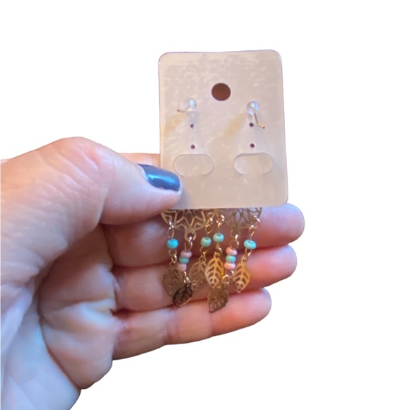 Gold and Beaded Lightweight Dream Catcher Earrings - Picture 4 of 5